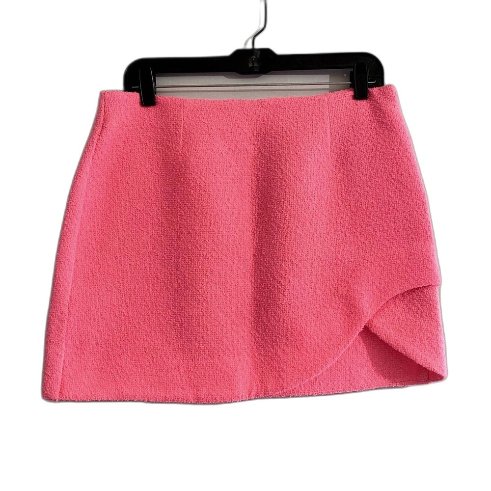 River Island Pink Boucle Tweed Asymmetrical Wrap Mini Skirt Baddie Size US 8